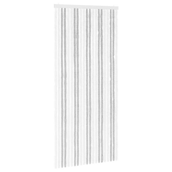Grote foto vidaxl insecten gordijn chenille lichtgrijs en wit. 90 x 200 cm doe het zelf en verbouw deuren en horren