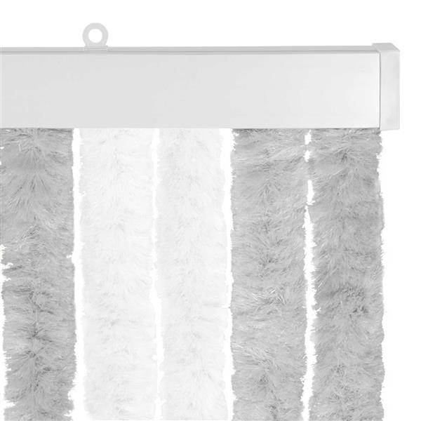 Grote foto vidaxl insecten gordijn chenille lichtgrijs en wit. 90 x 200 cm doe het zelf en verbouw deuren en horren