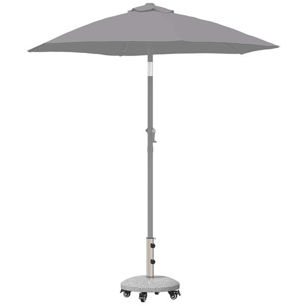 Grote foto vidaxl graniet parasolvoet met wielen voor 4 5 cm stok 27.2 kg grijs tuin en terras overige tuin en terras
