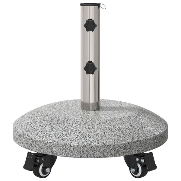 Grote foto vidaxl graniet parasolvoet met wielen voor 4 5 cm stok 27.2 kg grijs tuin en terras overige tuin en terras