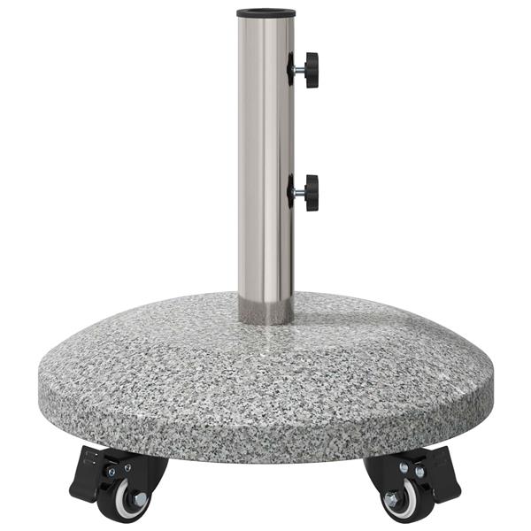 Grote foto vidaxl graniet parasolvoet met wielen voor 4 5 cm stok 27.2 kg grijs tuin en terras overige tuin en terras