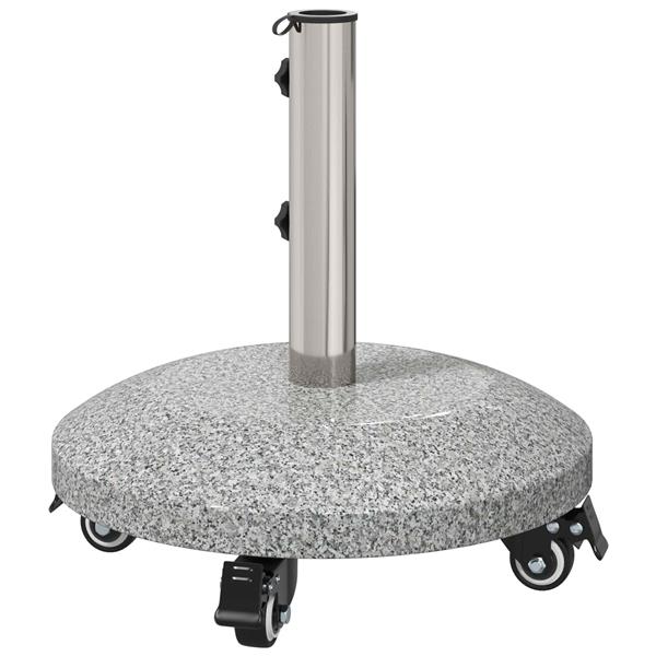 Grote foto vidaxl graniet parasolvoet met wielen voor 4 5 cm stok 27.2 kg grijs tuin en terras overige tuin en terras