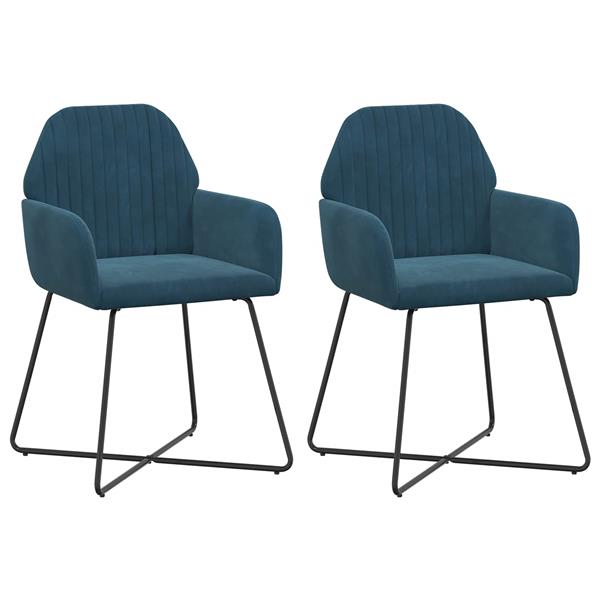 Grote foto vidaxl eettafelstoelen 2 st fluweel blauw 55 x 50 x 84 cm huis en inrichting stoelen