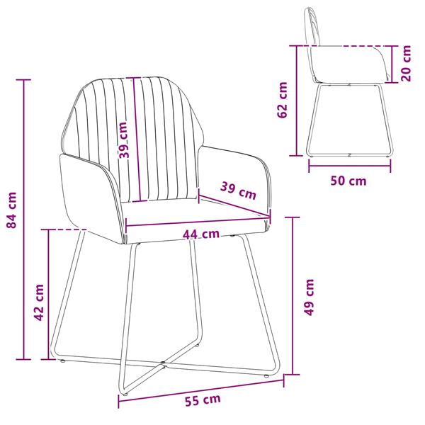 Grote foto vidaxl eettafelstoelen 2 st fluweel cr mekleurig 55 x 50 x 84 cm huis en inrichting stoelen