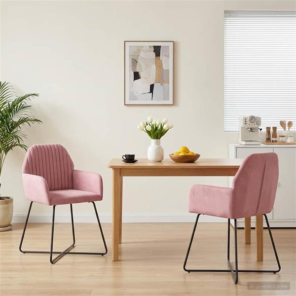 Grote foto vidaxl eettafelstoelen 2 st fluweel roze 55 x 50 x 84 cm huis en inrichting stoelen