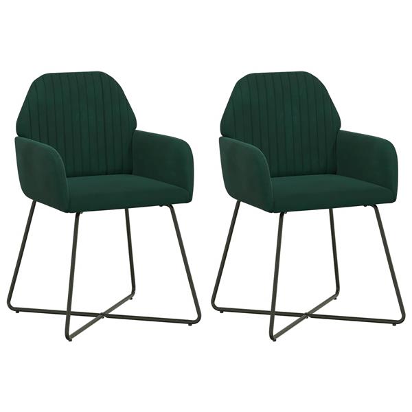 Grote foto vidaxl eettafelstoelen 2 st fluweel donkergroen 55 x 50 x 84 cm huis en inrichting stoelen