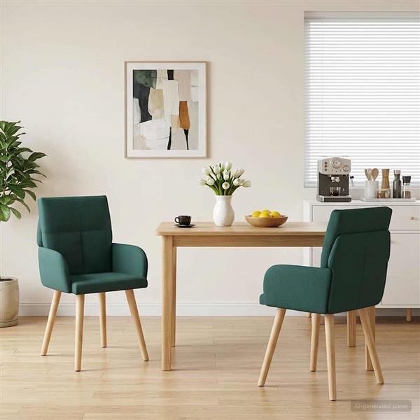 Grote foto vidaxl eettafelstoelen 2 st stof donkergroen 60 x 56 x 85 cm huis en inrichting stoelen