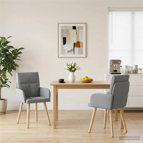 Grote foto vidaxl eettafelstoelen 2 st stof lichtgrijs 60 x 56 x 85 cm huis en inrichting stoelen