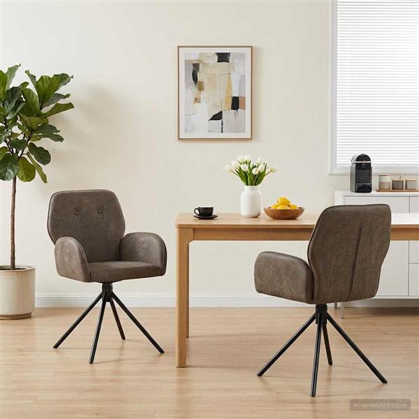 Grote foto vidaxl draai eetstoelen 2 st nep suede leer donkergrijs huis en inrichting stoelen
