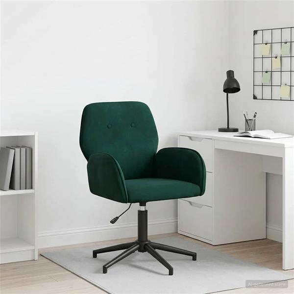 Grote foto vidaxl draaischrijfstoel 54 x 55 x 90 cm donkergroen fluweel huis en inrichting stoelen