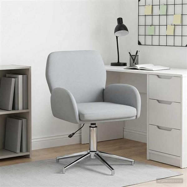 Grote foto vidaxl draaischrijfstoel 54 x 58 x 90 cm lichtgrijs stof huis en inrichting stoelen