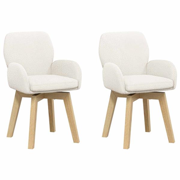 Grote foto vidaxl draai eetstoelen 2 st boucl cr mekleurig 54 x 58 x 87 cm huis en inrichting stoelen