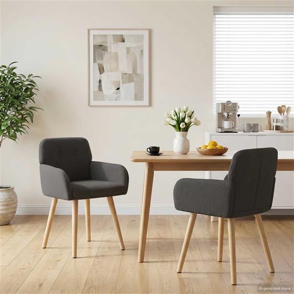 Grote foto vidaxl eettafelstoelen 2 st boucl donkergrijs 59 x 56 5 x 85 cm huis en inrichting stoelen