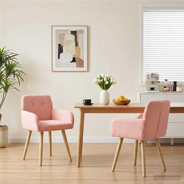 Grote foto vidaxl eettafelstoelen 2 st boucl roze 59 x 56 5 x 85 cm huis en inrichting stoelen