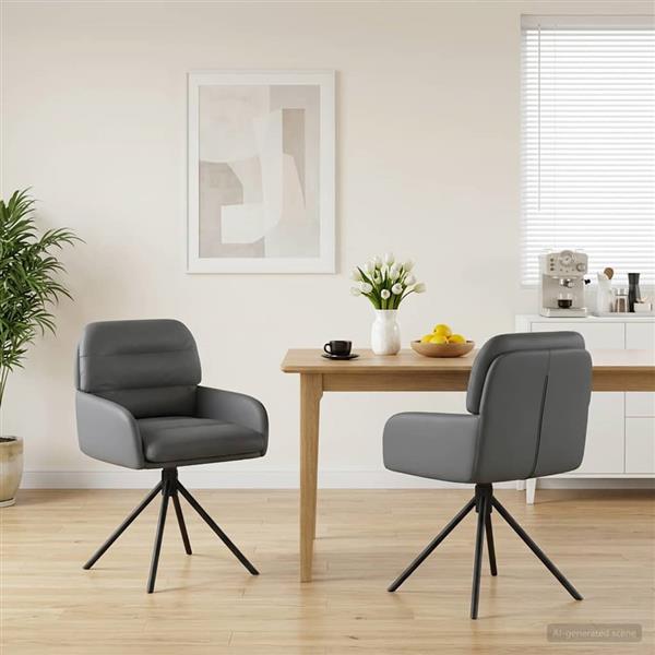 Grote foto vidaxl draai eetstoelen 2 st kunstleer grijs 59 x 59 5 x 90 cm huis en inrichting stoelen