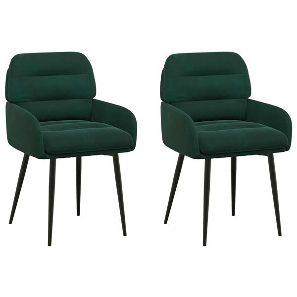 Grote foto vidaxl eettafelstoelen 2 st fluweel donkergroen 59 x 59 5 x 90 cm huis en inrichting stoelen
