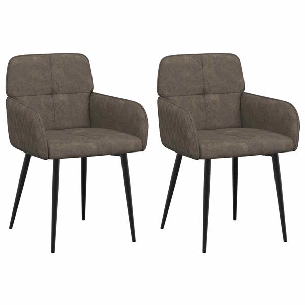 Grote foto vidaxl eettafelstoelen 2 st nep suede leer donkergrijs 59x56 5x85cm huis en inrichting stoelen