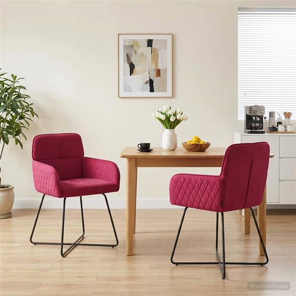 Grote foto vidaxl eettafelstoelen 2 st fluweel wijnrood 59 x 56 5 x 86 cm huis en inrichting stoelen