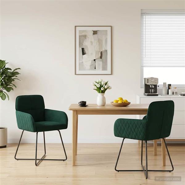 Grote foto vidaxl eettafelstoelen 2 st fluweel donkergroen 59 x 56 5 x 86 cm huis en inrichting stoelen