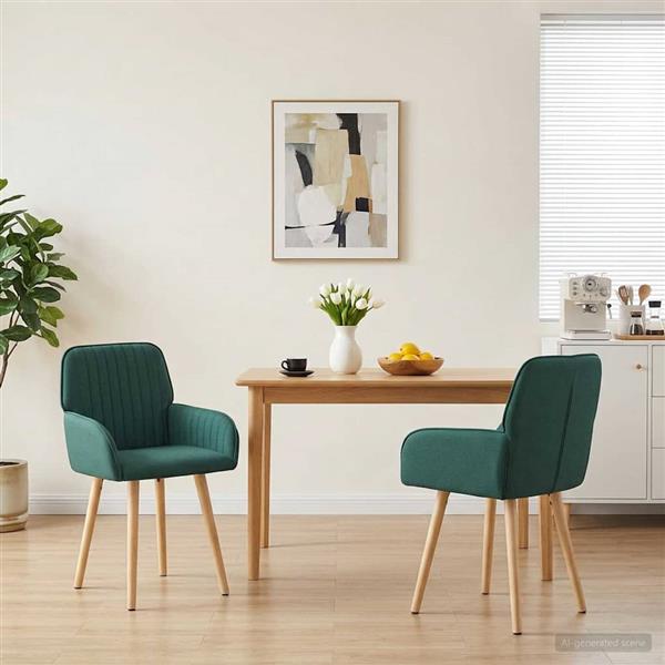 Grote foto vidaxl eettafelstoelen 2 st stof donkergroen 56 5 x 50 x 87 5 cm huis en inrichting stoelen