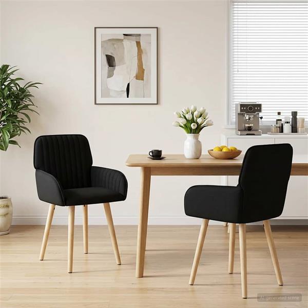 Grote foto vidaxl eettafelstoelen 2 st stof zwart 56 5 x 50 x 87 5 cm huis en inrichting stoelen