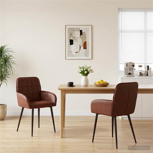 Grote foto vidaxl eettafelstoelen 2 st kunstleer glanzend bruin 56 5 x 50 x 85 cm huis en inrichting stoelen