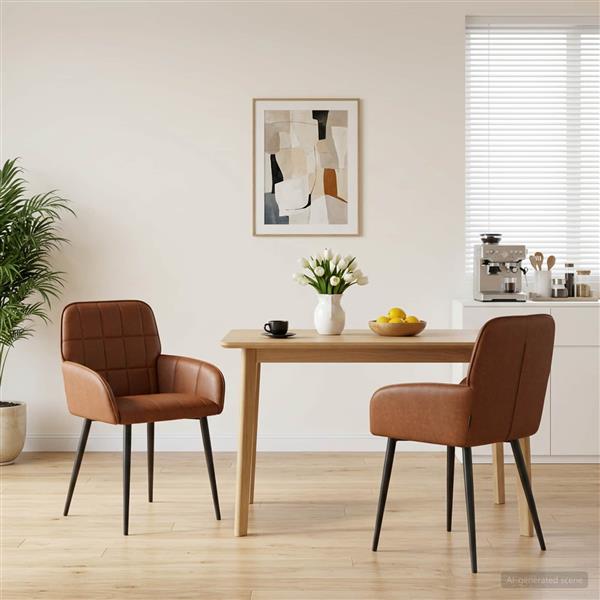 Grote foto vidaxl eettafelstoelen 2 st kunstleer bruin 56 5 x 50 x 85 cm huis en inrichting stoelen