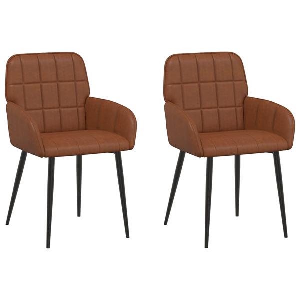 Grote foto vidaxl eettafelstoelen 2 st kunstleer bruin 56 5 x 50 x 85 cm huis en inrichting stoelen