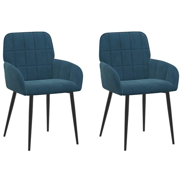 Grote foto vidaxl eettafelstoelen 2 st fluweel blauw 56.5 x 50 x 85 cm huis en inrichting stoelen