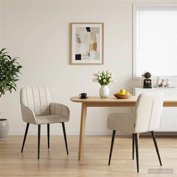 Grote foto vidaxl eettafelstoelen 2 st fluweel cr mekleurig 56.5 x 50 x 85 cm huis en inrichting stoelen