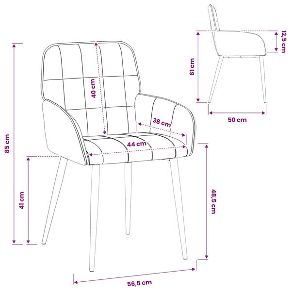 Grote foto vidaxl eettafelstoelen 2 st fluweel cr mekleurig 56.5 x 50 x 85 cm huis en inrichting stoelen