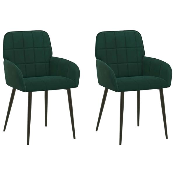 Grote foto vidaxl eettafelstoelen 2 st fluweel donkergroen 56.5 x 50 x 85 cm huis en inrichting stoelen