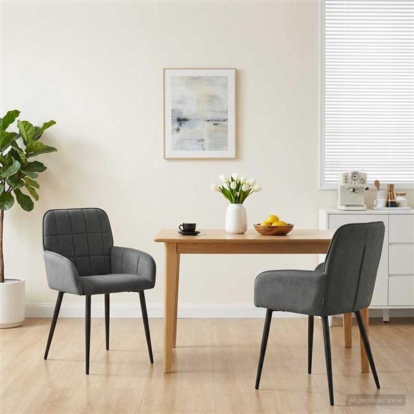 Grote foto vidaxl eettafelstoelen 2 st fluweel donkergrijs 56.5 x 50 x 85 cm huis en inrichting stoelen