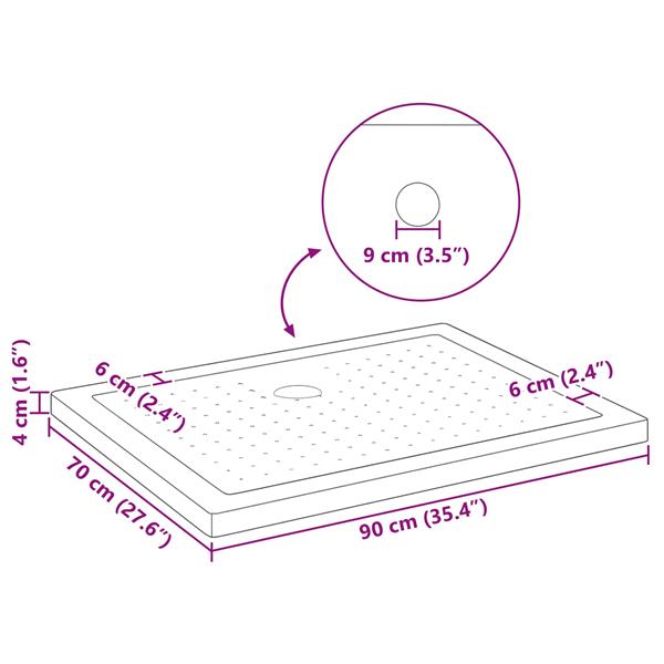 Grote foto vidaxl douche basis tray met dots 90 x 70 x 4 cm abs zwart doe het zelf en verbouw sanitair