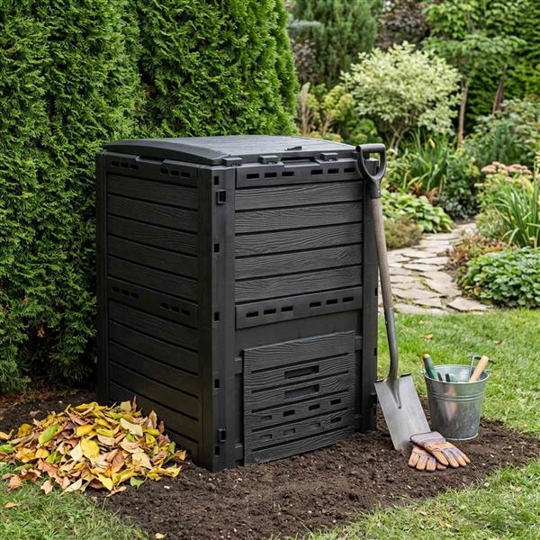 Grote foto vidaxl tuincomposter zwart 59 5 x 60 x 81 5 cm 280 l 100 pp huis en inrichting overige huis en inrichting