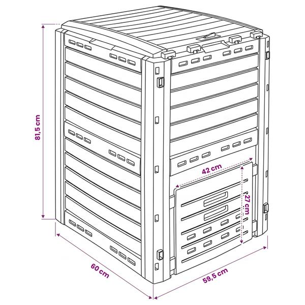 Grote foto vidaxl tuincomposter zwart 59 5 x 60 x 81 5 cm 280 l 100 pp huis en inrichting overige huis en inrichting