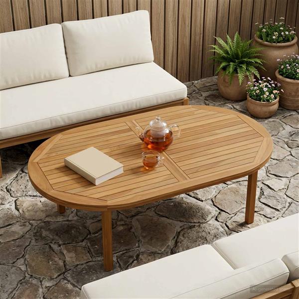Grote foto vidaxl tafelblad ovaal massief teakhout naturel antiek en kunst stoelen en banken