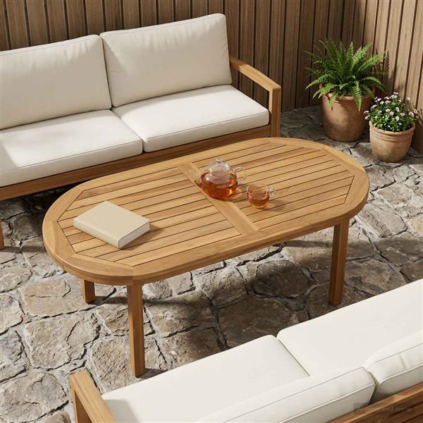 Grote foto vidaxl tafelblad ovaal massief teakhout naturel antiek en kunst stoelen en banken