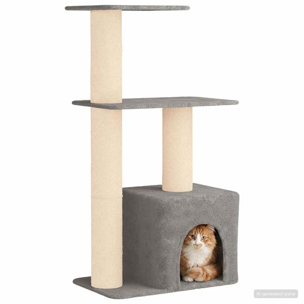 Grote foto vidaxl kattenboom met sisal krabpalen lichtgrijs 133 cm dieren en toebehoren katten accessoires