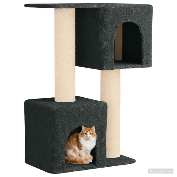 Grote foto vidaxl kattenboom met sisal krabpalen donkergrijs 114 cm dieren en toebehoren katten accessoires