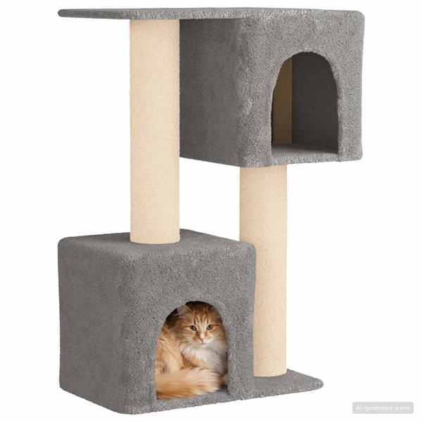 Grote foto vidaxl kattenboom met sisal krabpalen lichtgrijs 114 cm dieren en toebehoren katten accessoires