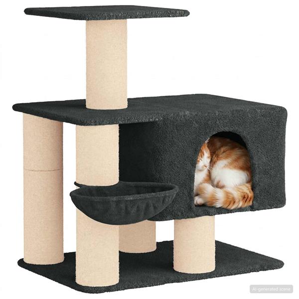 Grote foto vidaxl kattenboom met sisal krabpalen donkergrijs 96 cm dieren en toebehoren katten accessoires