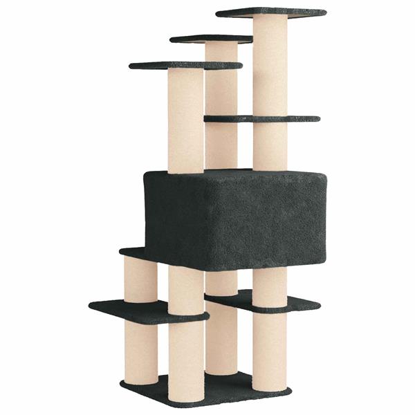 Grote foto vidaxl kattenboom met sisal krabpalen donkergrijs 161 cm dieren en toebehoren katten accessoires