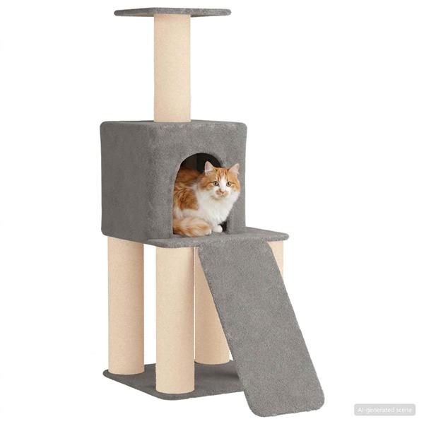 Grote foto vidaxl kattenboom met sisal krabpalen lichtgrijs 146 cm dieren en toebehoren katten accessoires