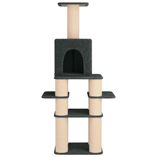 Grote foto vidaxl kattenboom met sisal krabpalen donkergrijs 180 cm dieren en toebehoren katten accessoires