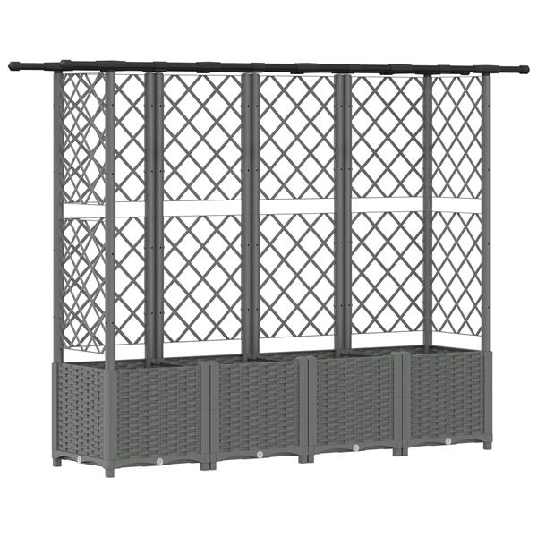 Grote foto vidaxl verhoogd bed met trellis en dak lichtgrijs 202 x 40 x 136 cm pp tuin en terras overige tuin en terras