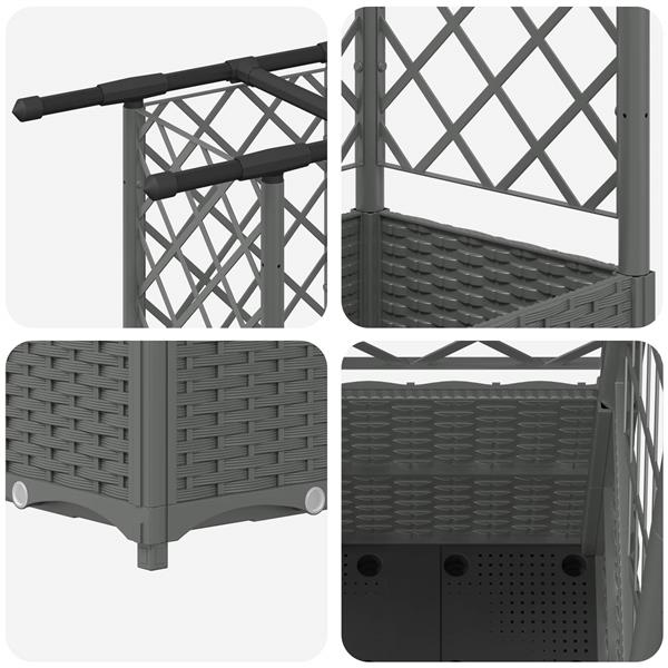 Grote foto vidaxl verhoogd bed met trellis en dak lichtgrijs 202 x 40 x 136 cm pp tuin en terras overige tuin en terras