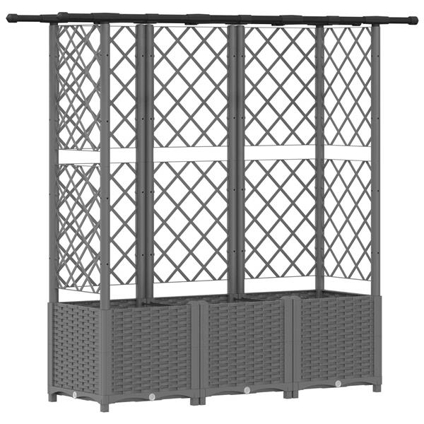 Grote foto vidaxl verhoogd bed met trellis en dak lichtgrijs 163 5 x 40 x 136 cm tuin en terras overige tuin en terras