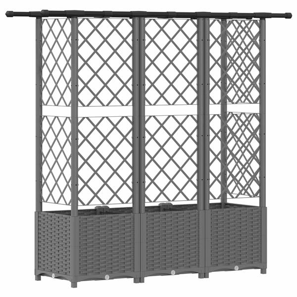 Grote foto vidaxl verhoogd bed met trellis en dak lichtgrijs 163 5 x 40 x 136 cm tuin en terras overige tuin en terras