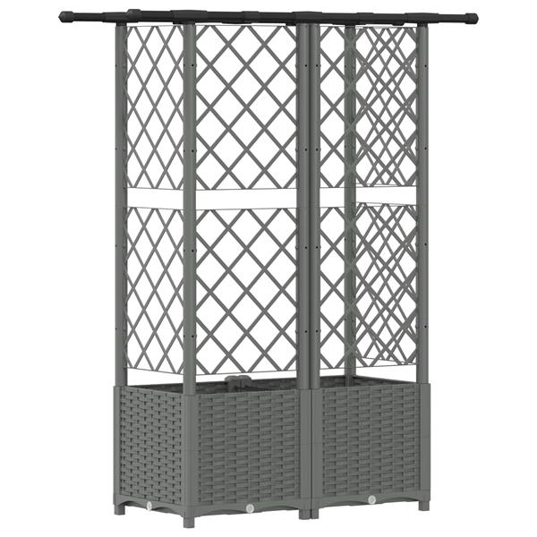 Grote foto vidaxl verhoogd bed met trellis en dak lichtgrijs 124 x 40 x 136 cm pp tuin en terras overige tuin en terras